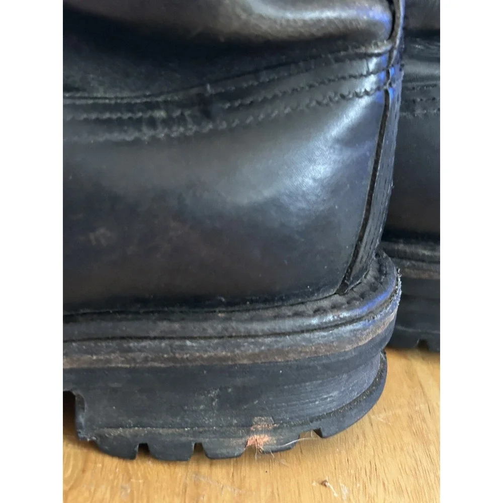 Linesman Logger Mens 10 Black Leather Lace Up Lineman Vtg Steel Toe Work Boot